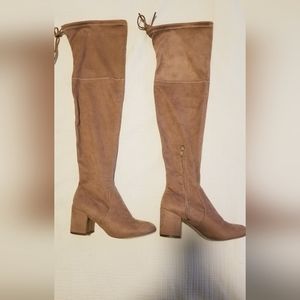 Catherine Malandrino over knee boot faux suede rose colour